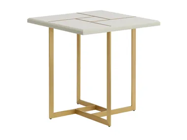 TERRA - Square wooden coffee table with brass base _ Casa Magna